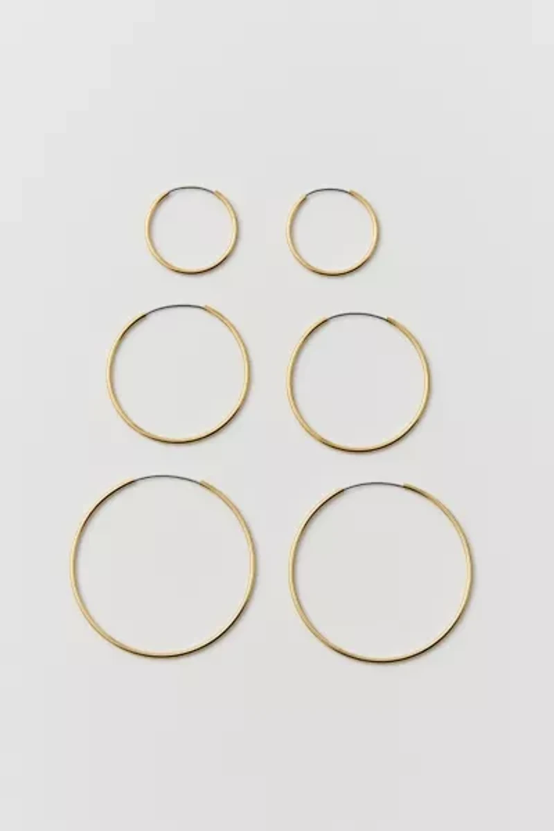 18k Gold & Sterling Silver Plated Hoop Earring Set