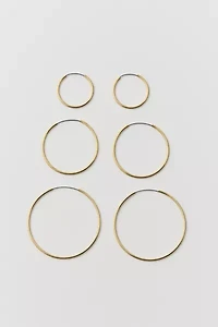 18k Gold & Sterling Silver Plated Hoop Earring Set