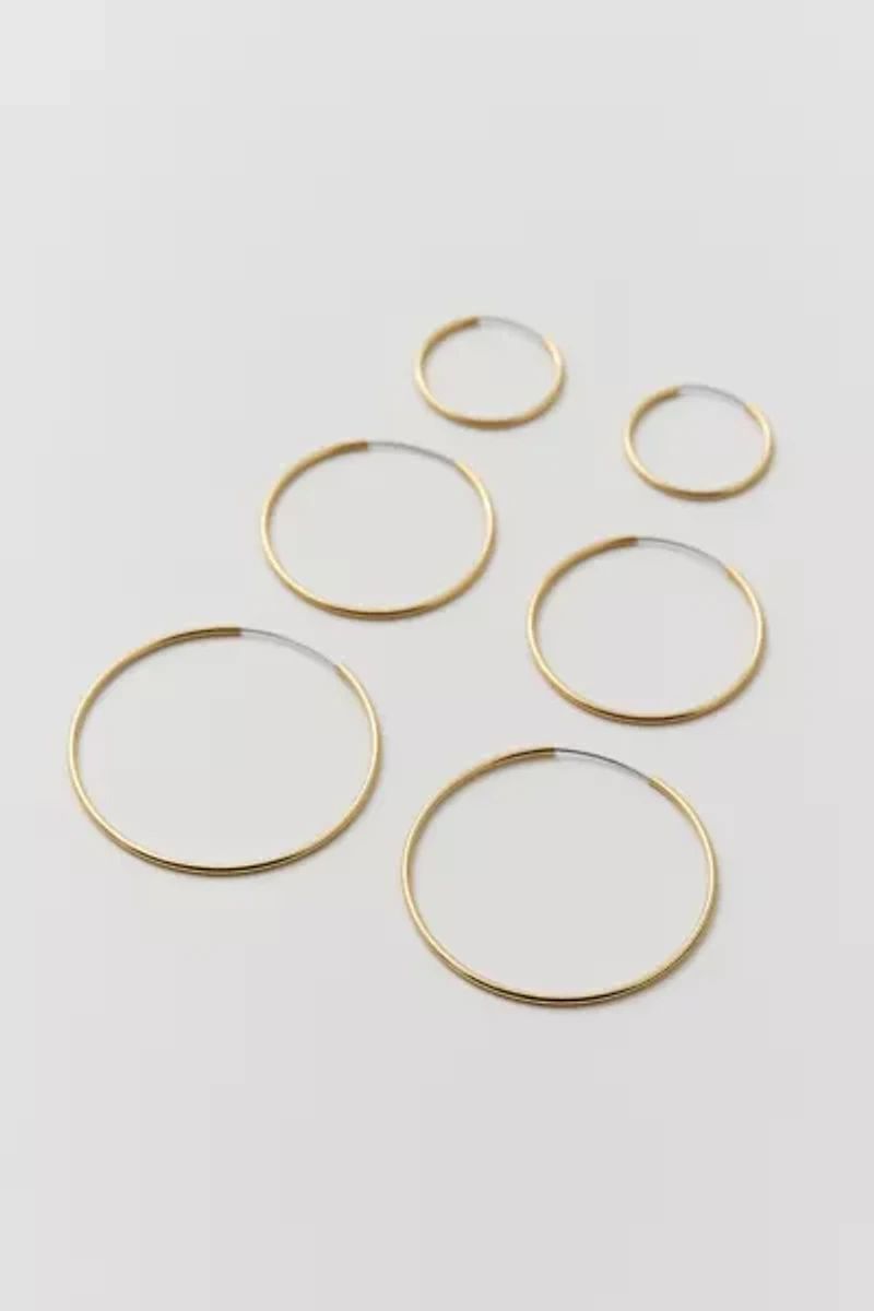 18k Gold & Sterling Silver Plated Hoop Earring Set