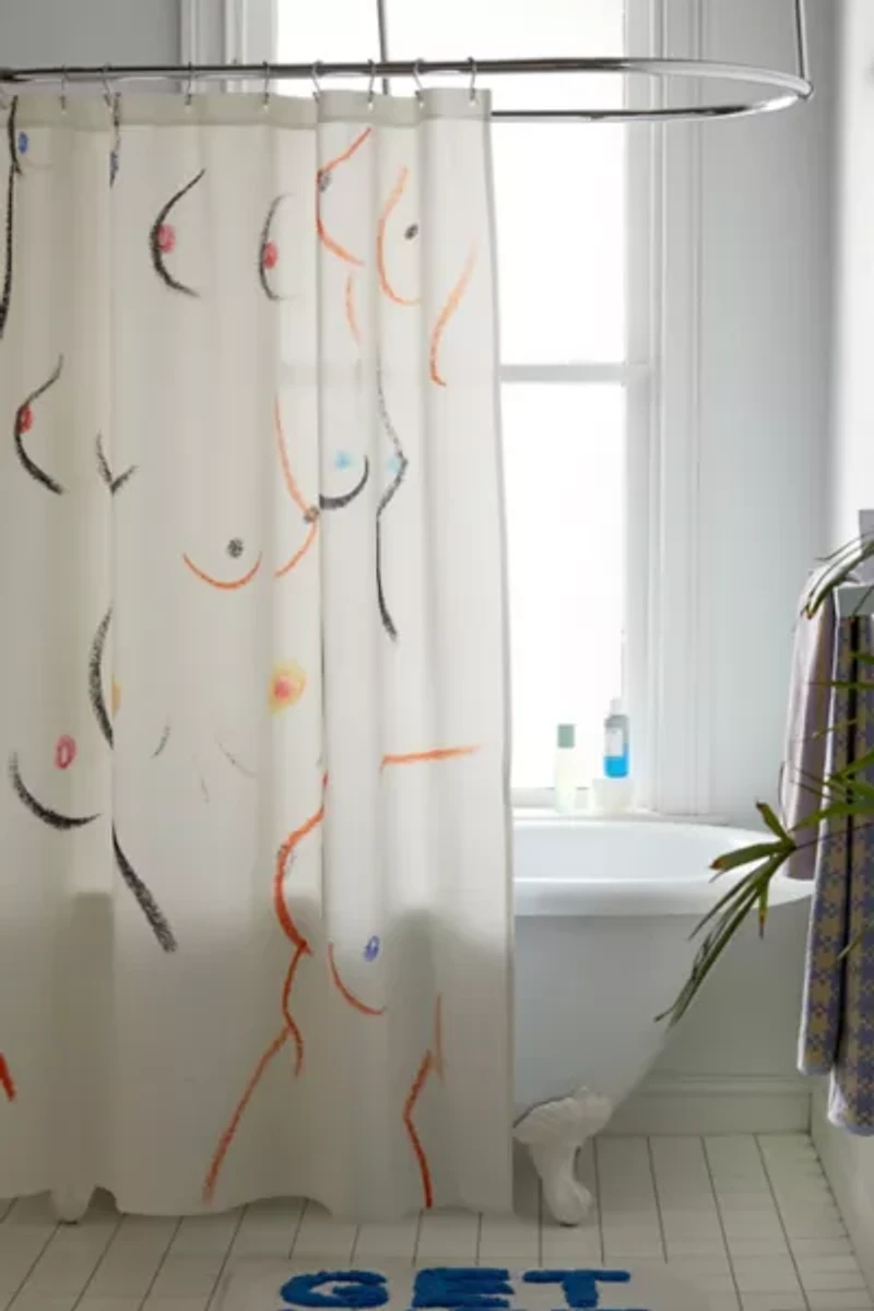 Amanda Laurel Atkins Breasts in Cream Shower Curtain