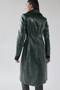 UO Chantel Faux Leather Trench Coat