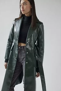 UO Chantel Faux Leather Trench Coat