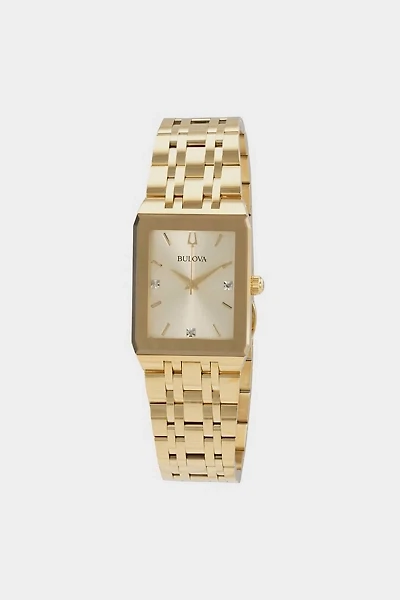 Bulova Quadra Quartz Rectangular Diamond Dial Watch