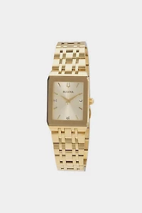 Bulova Quadra Quartz Rectangular Diamond Dial Watch