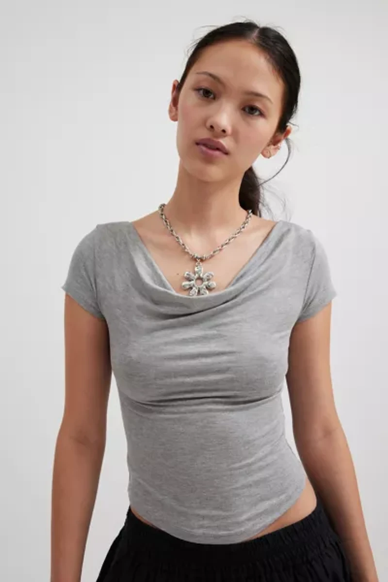 Silence + Noise Lara Cowl Neck Cropped Top