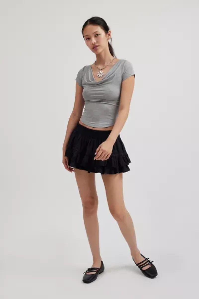 Silence + Noise Lara Cowl Neck Cropped Top