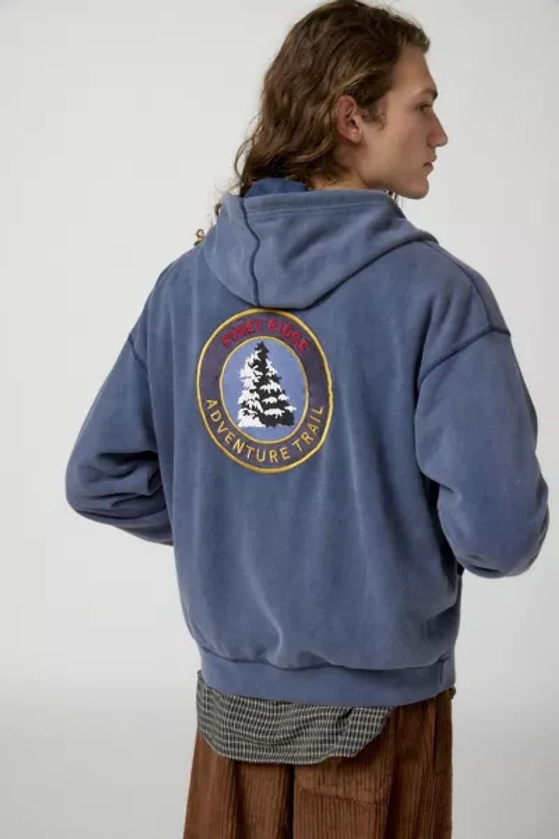 BDG Bonfire Patched Full Zip Hoodie Sweatshirt