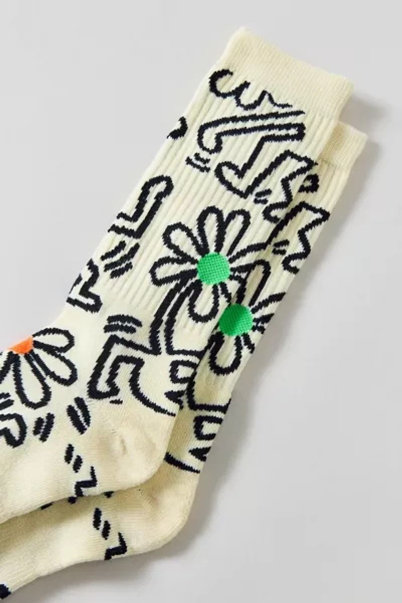 Keith Haring Dancing Flower Crew Sock