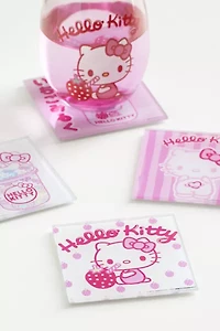 Sanrio Hello Kitty Strawberry Milk Glass Coaster Set