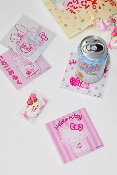 Sanrio Hello Kitty Strawberry Milk Glass Coaster Set
