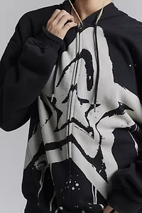 UO Bleached Star Zip-Up Hoodie Sweatshirt