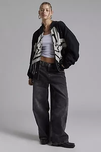 UO Bleached Star Zip-Up Hoodie Sweatshirt