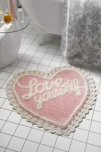 Love Yourself Heart Shape Tufted Bath Mat