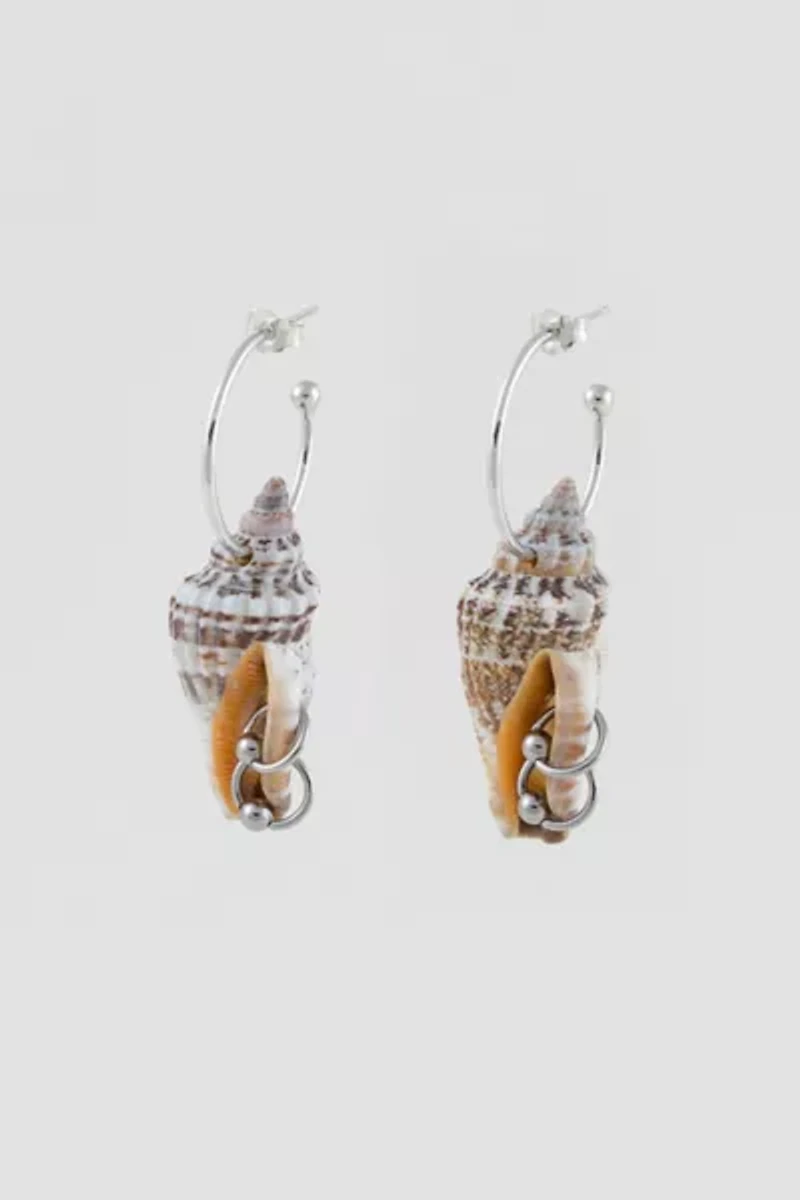Soft Blonde Pierced Blush Shell Earrings