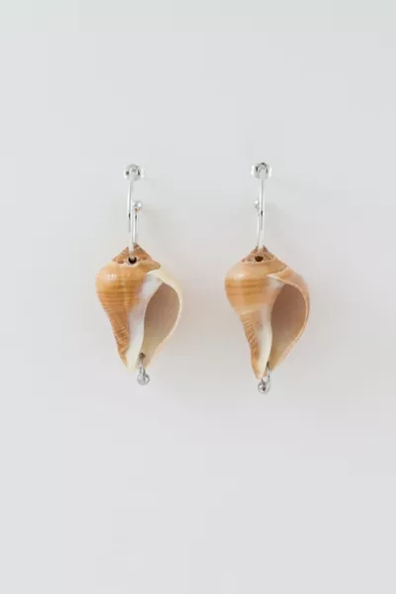Soft Blonde Pierced Queen's Fig Shell Earrings