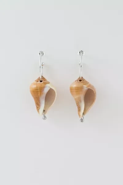 Soft Blonde Pierced Queen's Fig Shell Earrings
