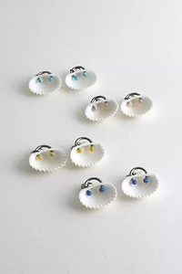 Soft Blonde Pierced Opalite Ark Shell Earrings