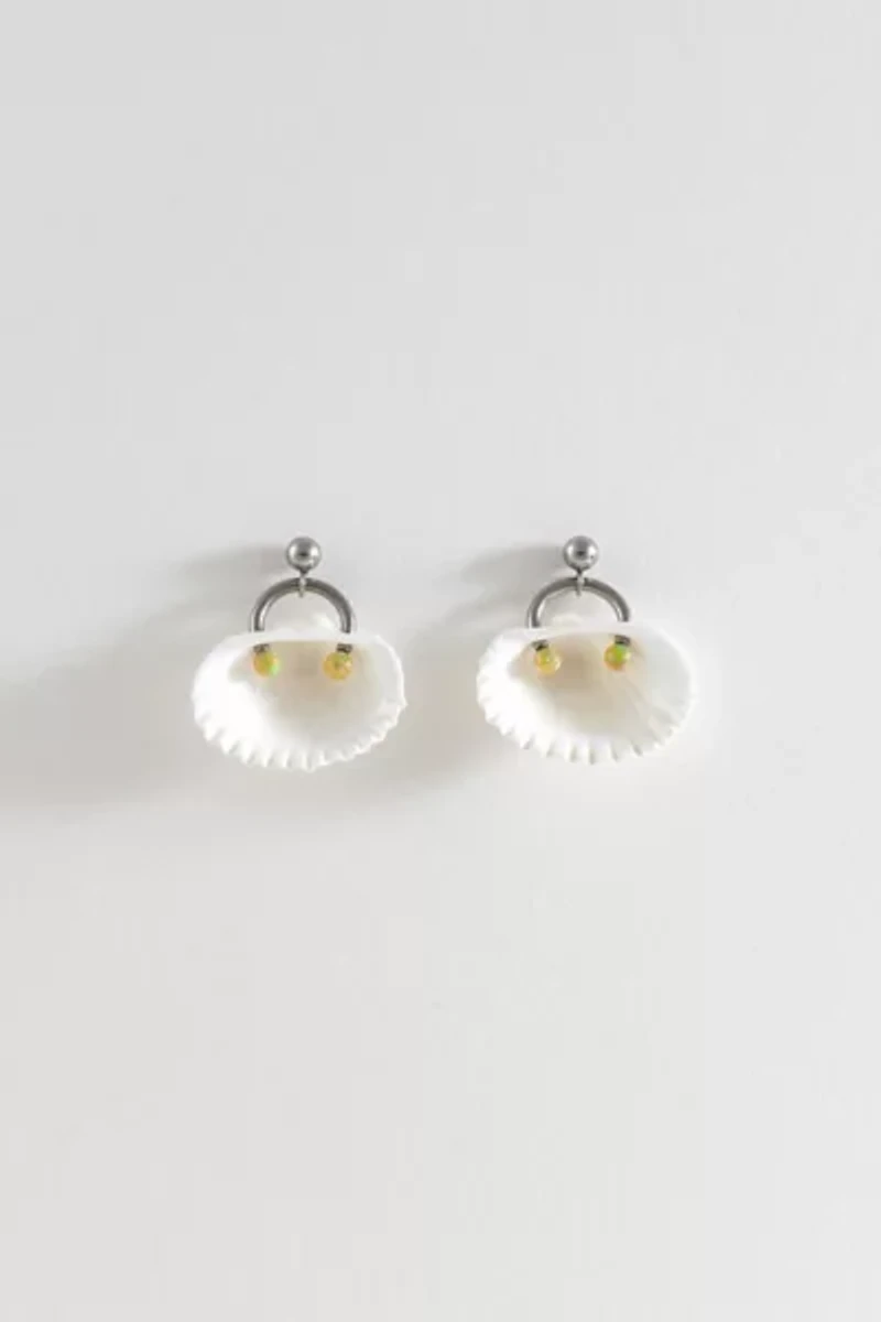 Soft Blonde Pierced Opalite Ark Shell Earrings