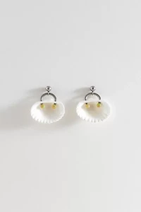 Soft Blonde Pierced Opalite Ark Shell Earrings