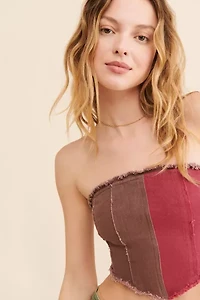 UO Leah Denim Bustier Top