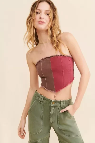 UO Leah Denim Bustier Top