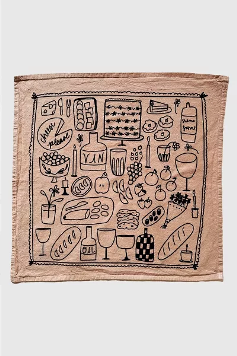 Julie Peach Picnic Tea Towel