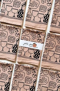 Julie Peach Picnic Tea Towel