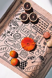 Julie Peach Picnic Tea Towel