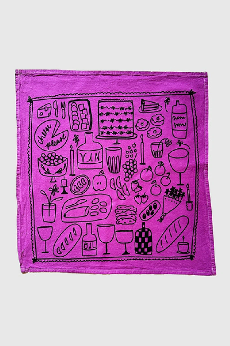 Julie Peach Picnic Tea Towel