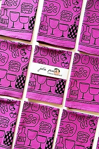 Julie Peach Picnic Tea Towel