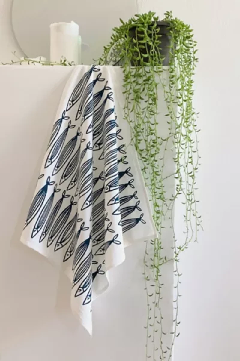 Julie Peach Sardine Tea Towel