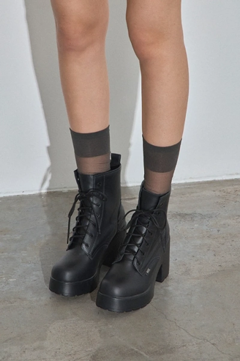 ROC Mascot Leather Lace-Up Heeled Boot