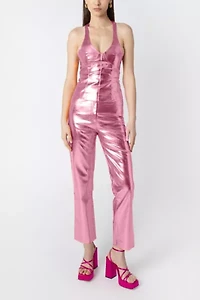 Amy Lynn Faux Leather Metallic Top