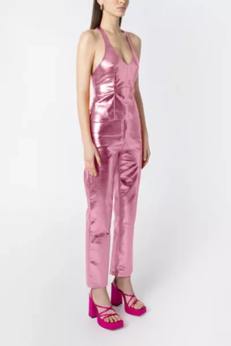 Amy Lynn Faux Leather Metallic Top