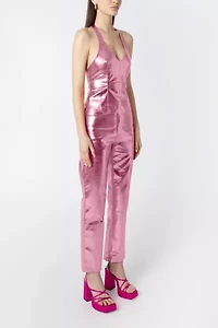 Amy Lynn Faux Leather Metallic Top