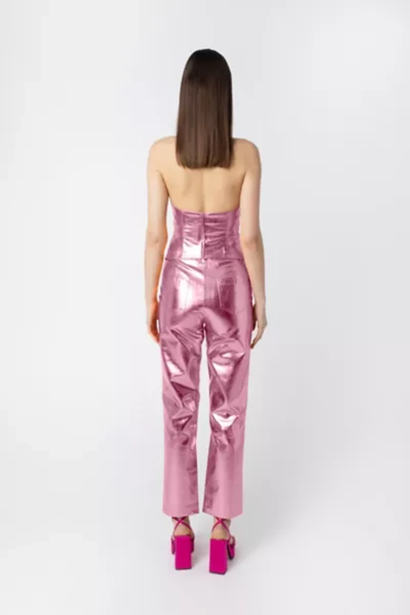 Amy Lynn Faux Leather Metallic Top