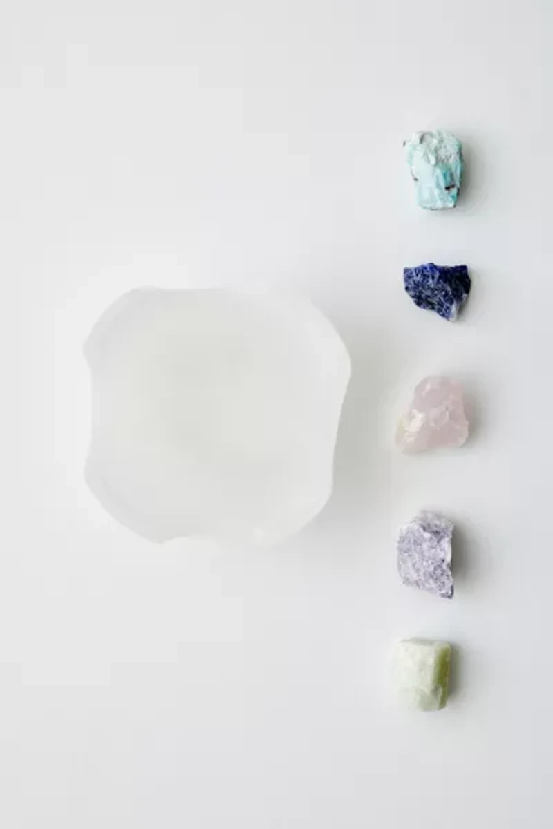 Ariana Ost Scalloped Selenite Charging Bowl & Crystal Set
