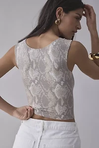 BDG Printed Ribbed Square Neck Tank Top