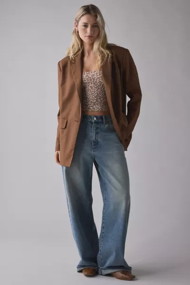 BDG Printed Ribbed Square Neck Tank Top