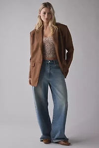 BDG Printed Ribbed Square Neck Tank Top