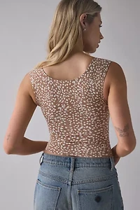 BDG Printed Ribbed Square Neck Tank Top