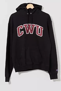 Vintage Y2K Distressed Champion CWU Black Spell Out Hoodie Sweatshirt