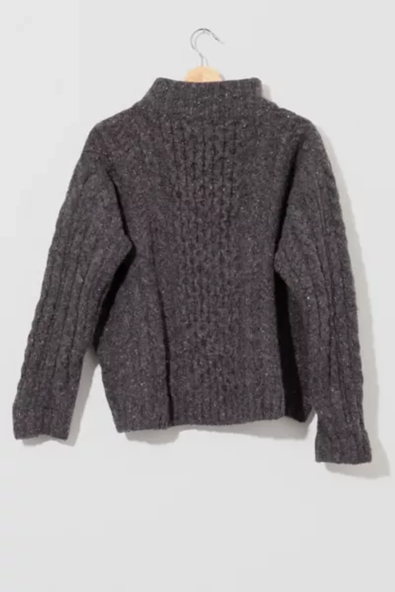 Vintage 1990s L.L. Bean Wool Cable Knit Gray Pullover Sweater