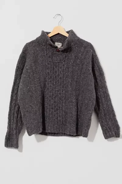 Vintage 1990s L.L. Bean Wool Cable Knit Gray Pullover Sweater