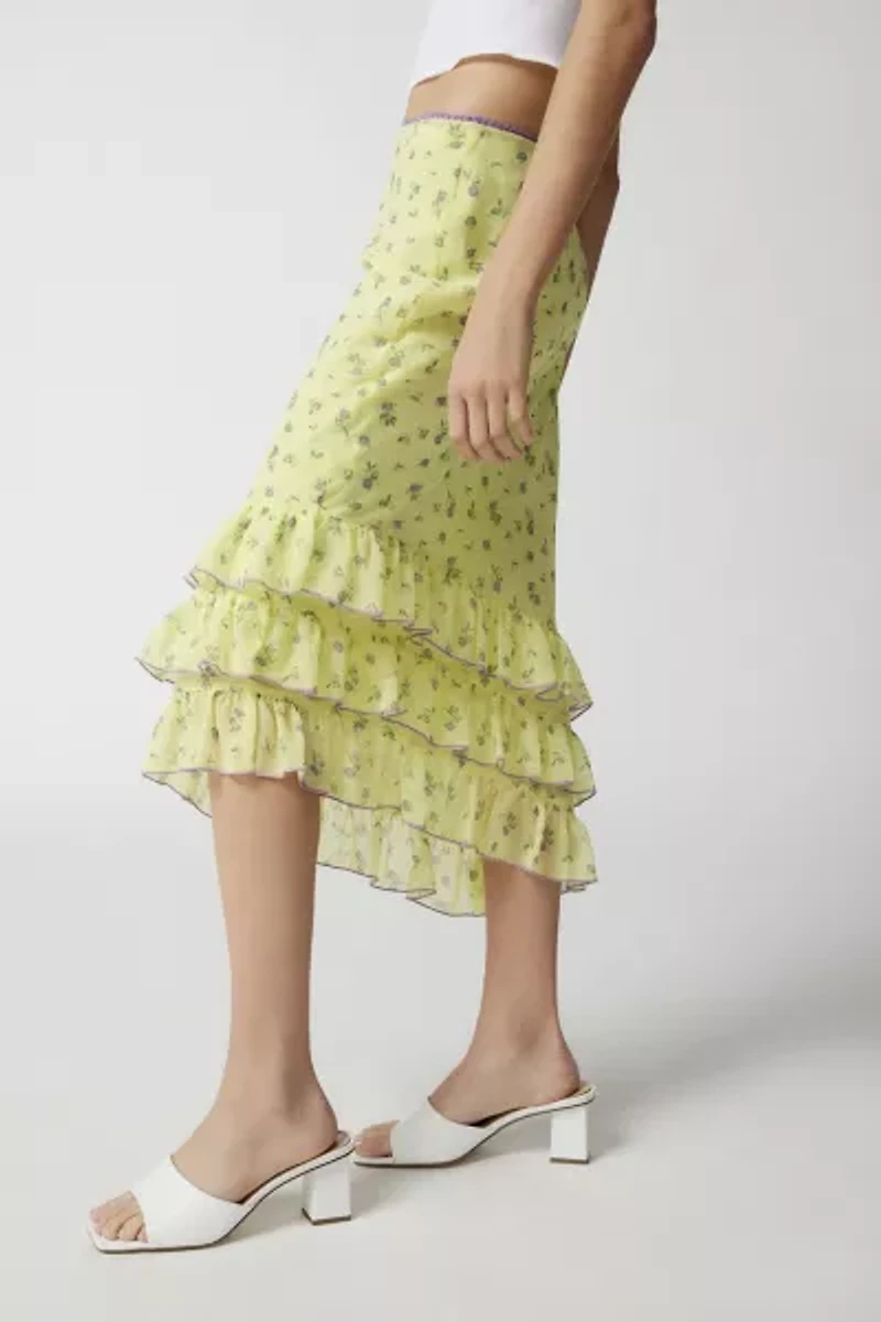 Kimchi Blue Lenora Chiffon Ruffle Midi Skirt