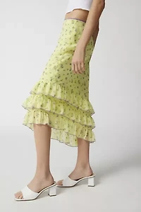 Kimchi Blue Lenora Chiffon Ruffle Midi Skirt