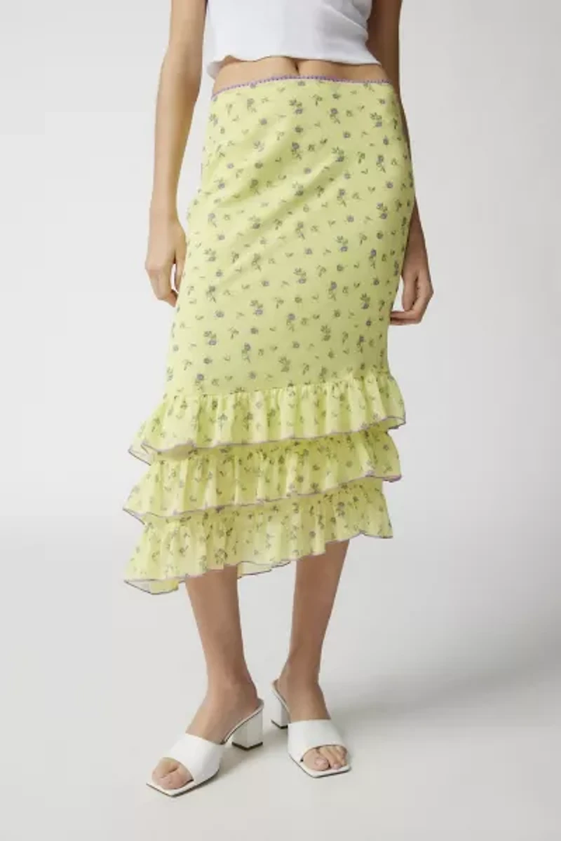 Kimchi Blue Lenora Chiffon Ruffle Midi Skirt