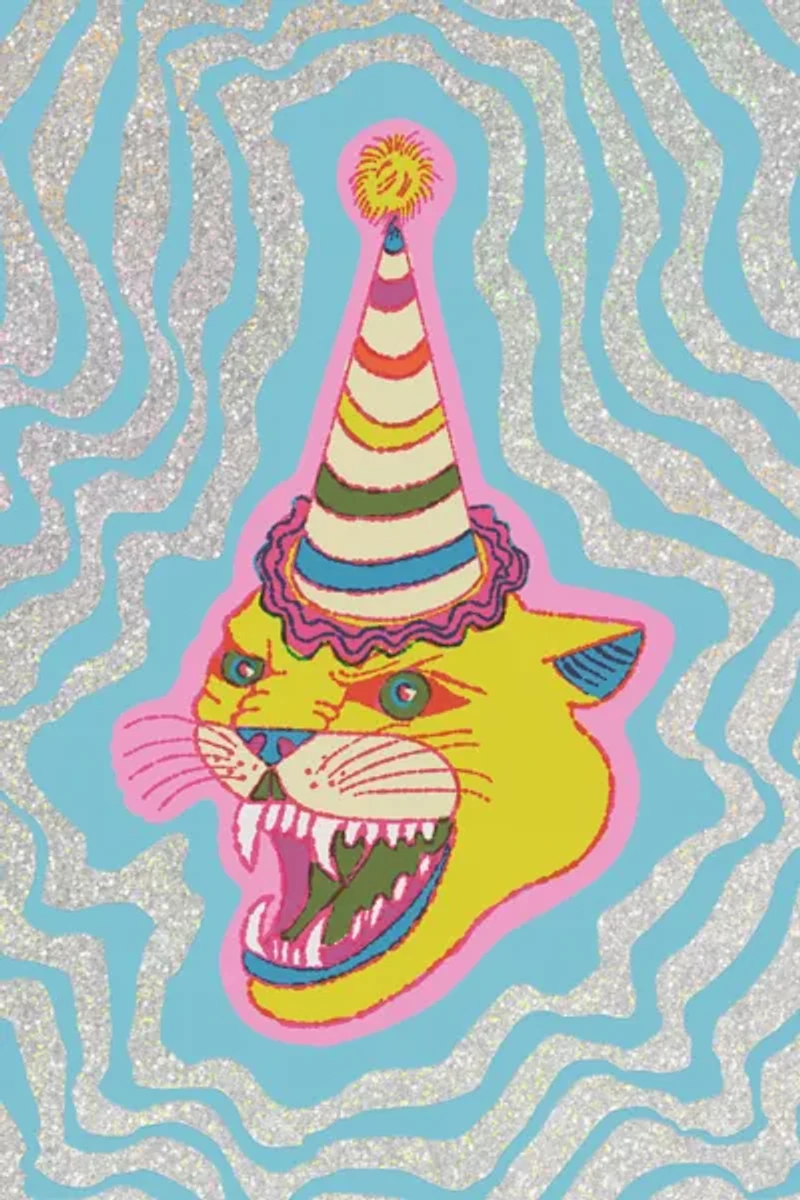 Red Cap Party Hat Cat Greeting Card