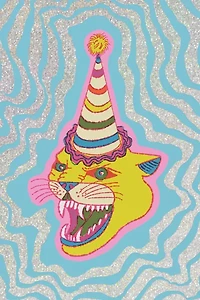 Red Cap Party Hat Cat Greeting Card
