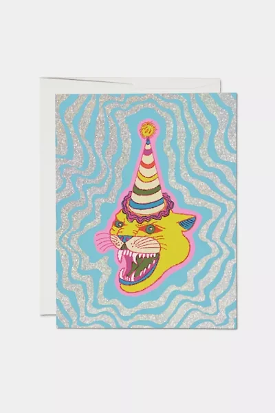 Red Cap Party Hat Cat Greeting Card